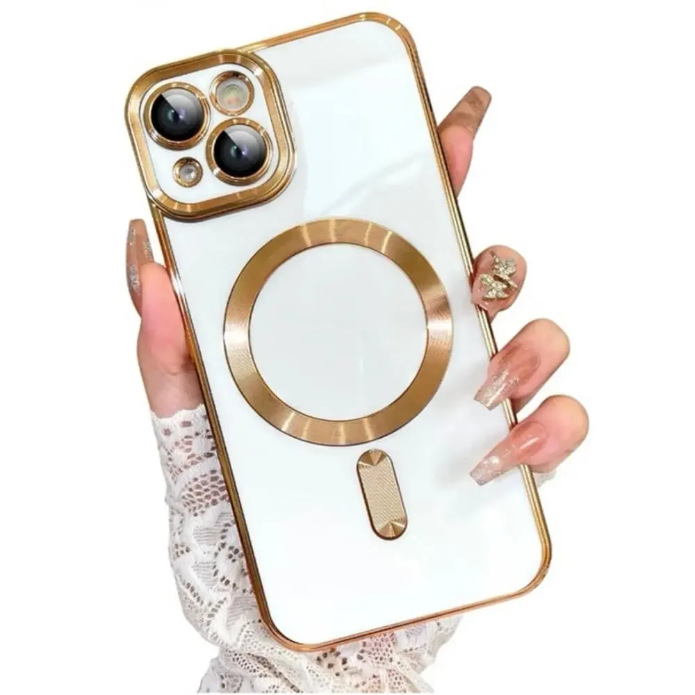 iPhone 13 Magnetic Case [MagSafe Compatible] Full Camera Lens Protector Gold Edg